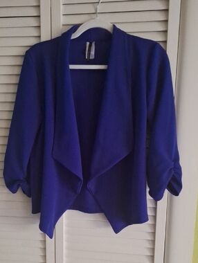 Moon Collection Cobalt Blue Draped Open-Front Cardigan